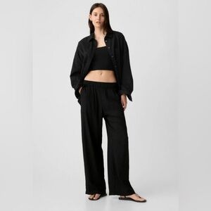 NWT! Gap Black High Rise Pull On Crinkle Wide Leg Pants - Multiple Sizes 💎